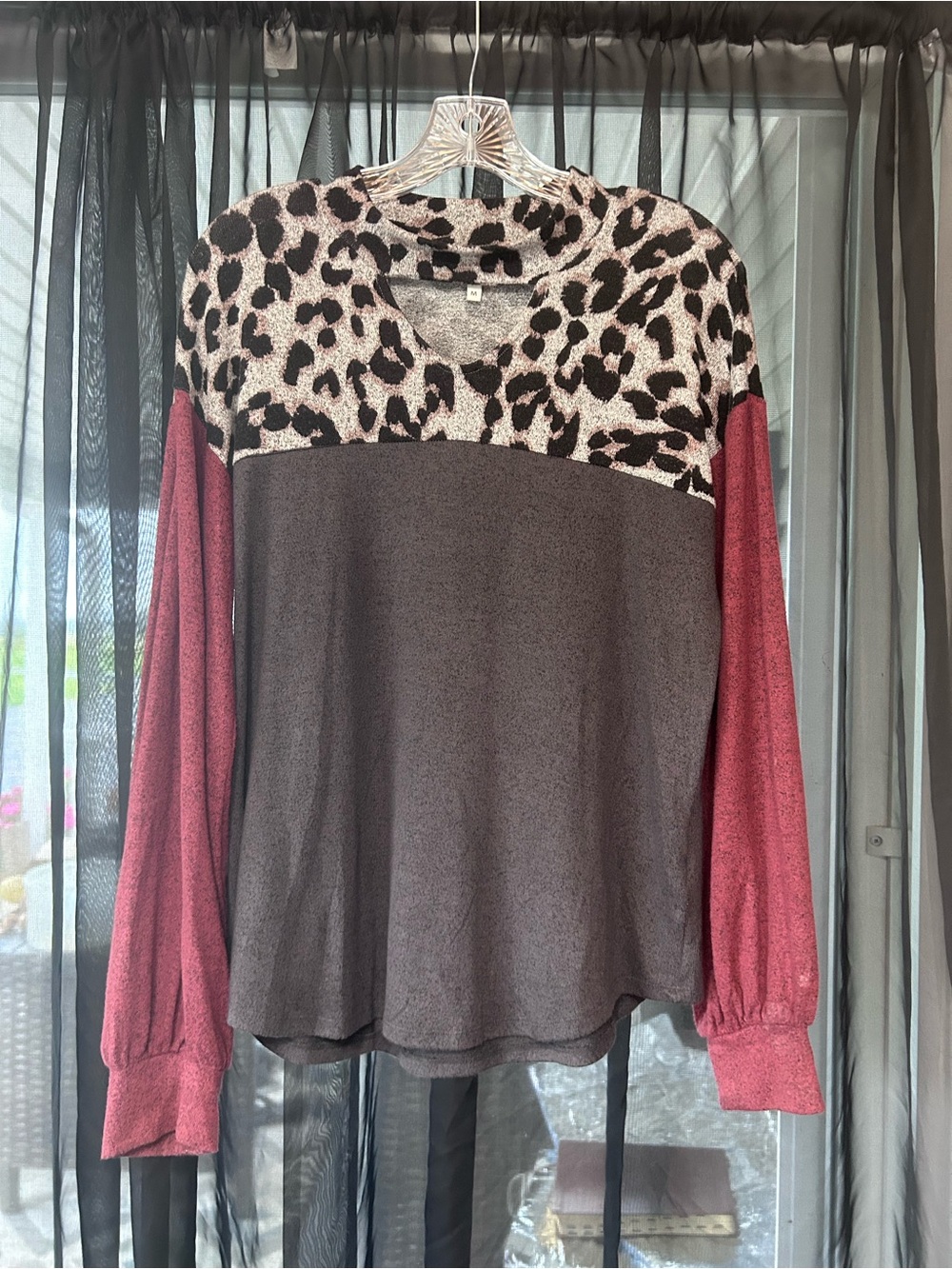 Maurices Leopard Colorblock Pullover - Pink, Gray